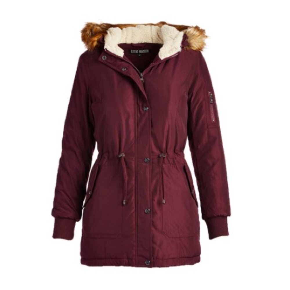 Steve Madden Merlot Anorak w/ Faux Fur Hood - Picture 2 of 4